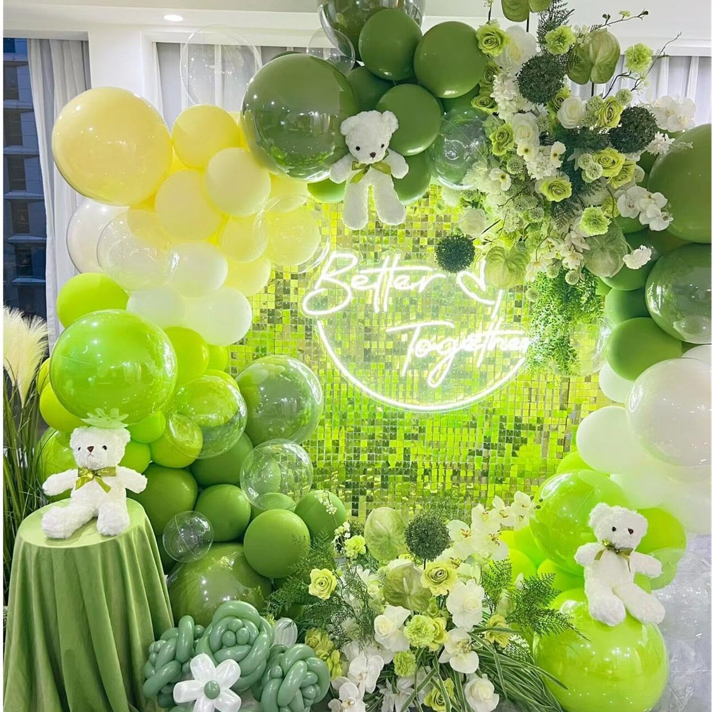 412Pcs Lime Green Balloon Garland Arch Kit 18 12 10 5 Inch Different Sizes Matte Latex Balloons For Baby Shower Light Green Them