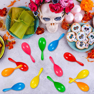 12Pcs Mini Maracas For Kids - Plastic Maraca Shakers Noisemaker Fiesta Party Favors For Kids Cinco De Mayo Fiesta Mexican Themed Birthday Music Party Supplies Decorations