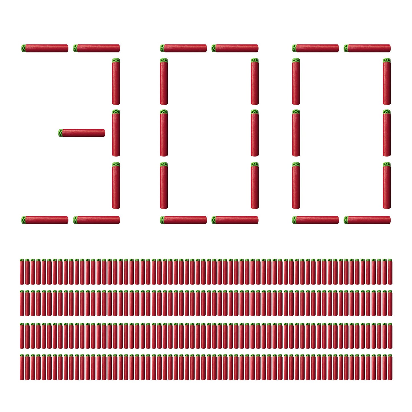 Dart Zone 300-Count Red Diamond Chili Universal Foam Dart Refill Box, Toy Foam Dart Blaster Refills With 300 High-Performance Red Darts