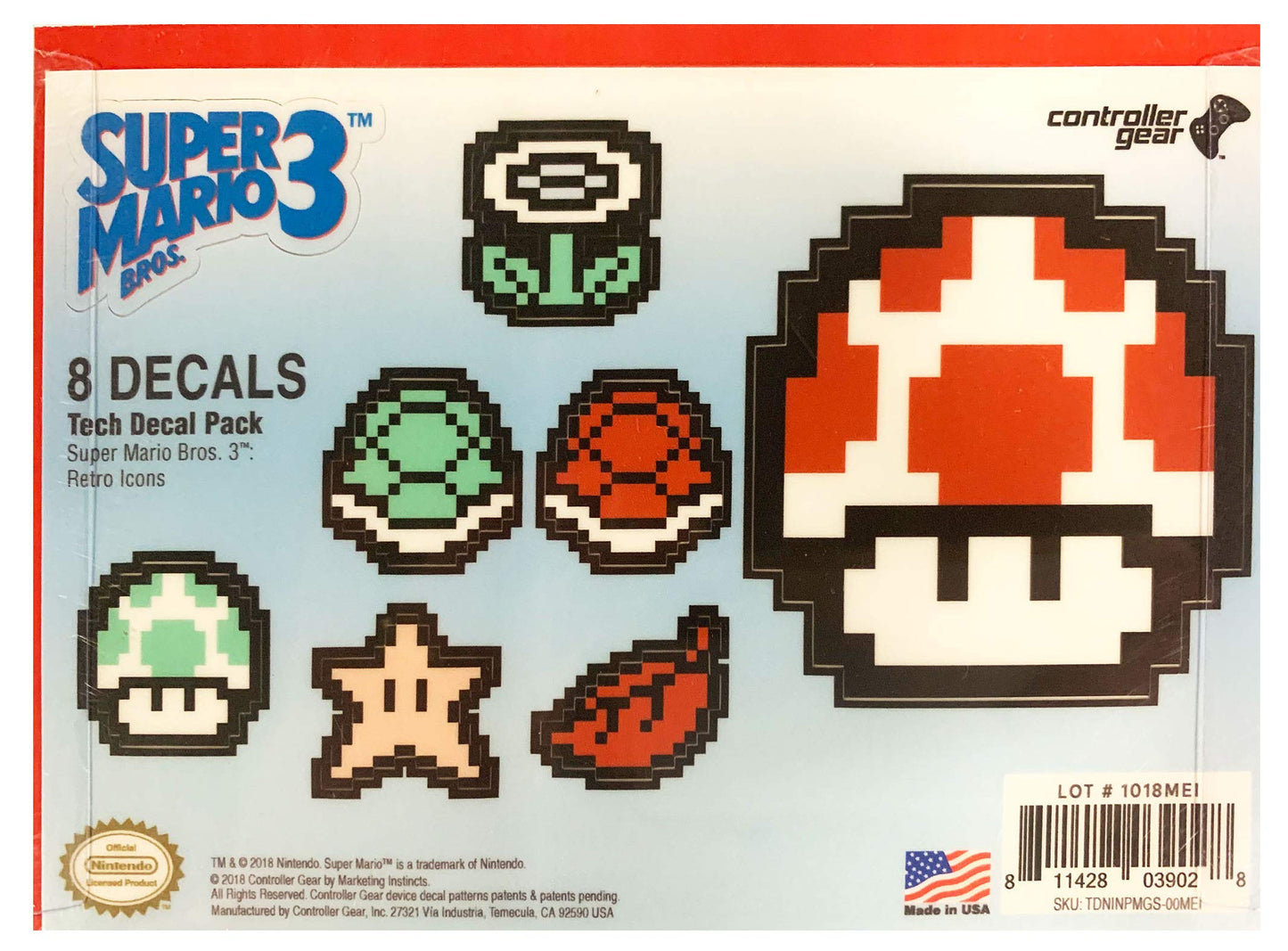 Super Marion Bros. 3 Retro Icons Tech Decal 8 Pack