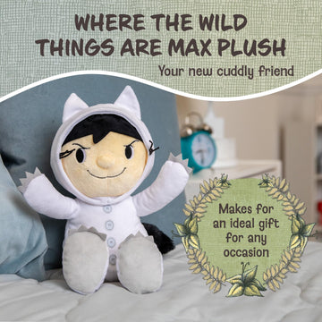 KIDS PREFERRED Max Stuffed Animal - 14" Plush Where The Wild Things Are, White, Crinkle Feet, Bean Filled Bottom, Model 73400