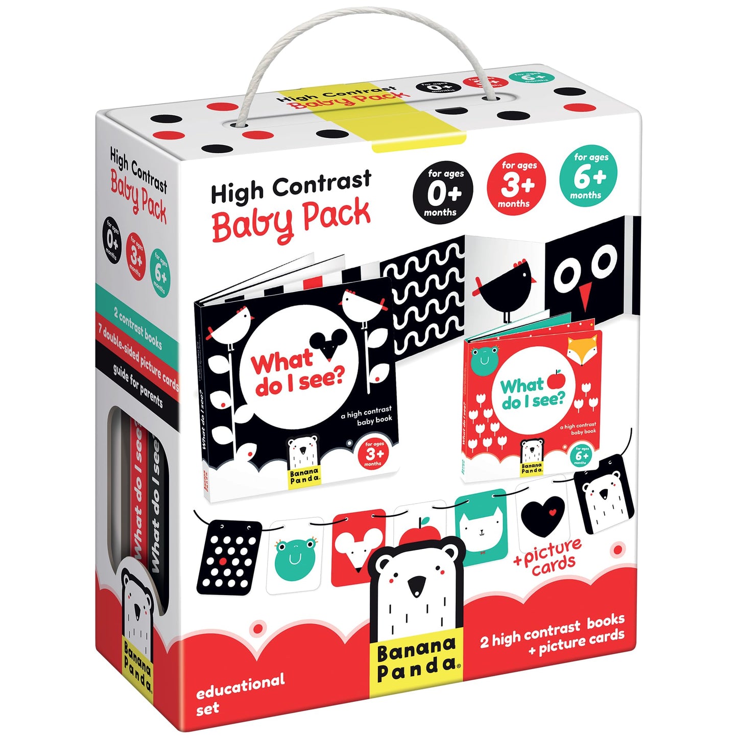 Banana Panda High Contrast Baby Pack - includes 7 Double-Sided Flash Cards and 2 Accordion Books Designed for Babies Ages 0 to 1