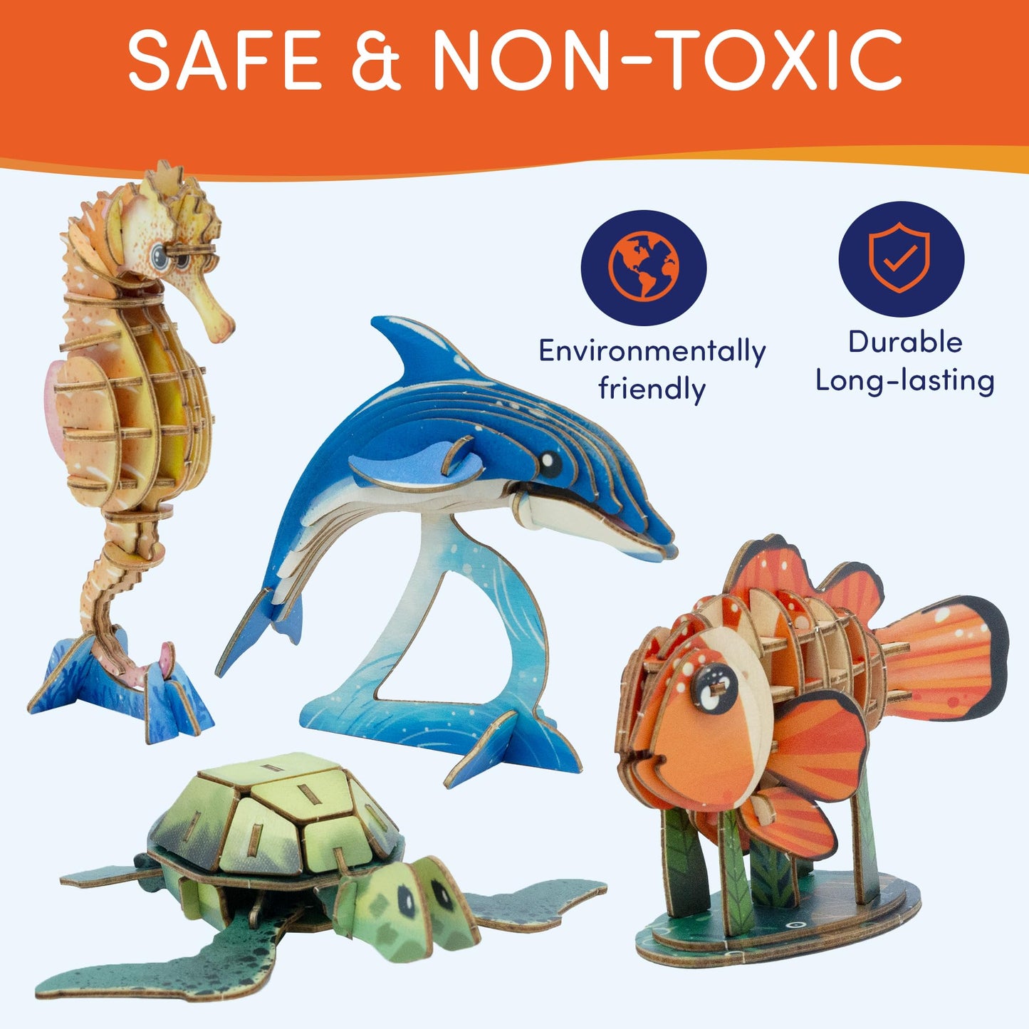 Diy 3D Wooden Puzzle Bundle– Colorful Sea Animals Models Building Kits For Kids & Adults- Educational Stem Brain Teasers Puzzles - Wood Crafts Gifts For Boys And Girls- Ages 8-9-10-11-12