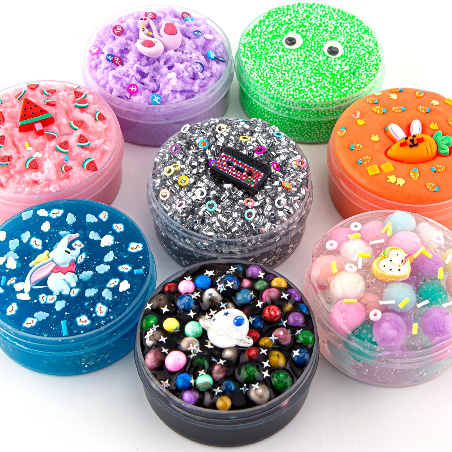 Slime Variety Pack Different Textures, 8 Pack Slime Kit For Kids, Includes Butter Slime, Cloud Slime, Galaxy Foam Slime & Bingsu
