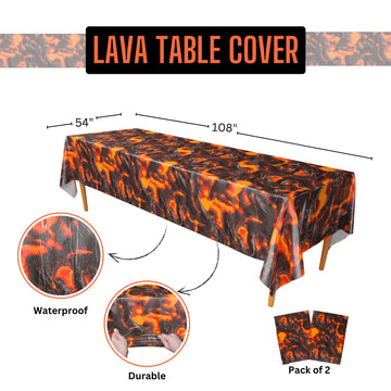 Blue Orchards Lava Table Covers (Pack Of 3) - 54'X108' Xl - Luau Party Supplies, Volcano Birthday, Lava Floor Game, Lava Theme Party, Lava Table Cloth, Hot Lava Game, Dinosaur Party, Lava Backdrop