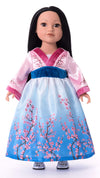 Little Adventures Cherry Blossom Princess Doll Dress - Pink, Small, Machine Washable, Stretchy Fabrics, Ideal for Pretend Play and Parties