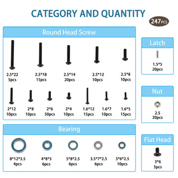 Meus Racing Trx4M Bushings Bearings Screws Kit 247Pcs For 1/18 Trx4M Defender Bronco K10 F150 Rc Crawler Upgrade Parts Accessori