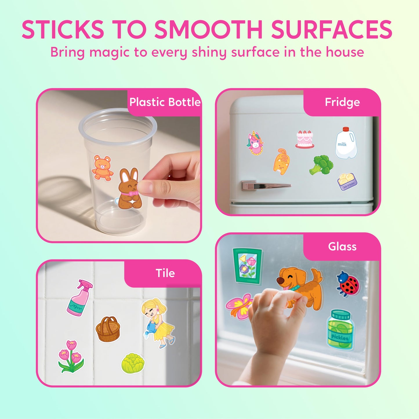 Klever Kits Reusable Sticker Book for Kids, My Dream Home 4 Play Scenes with 200+ Washable Stickers Plane Activity for Toddler A