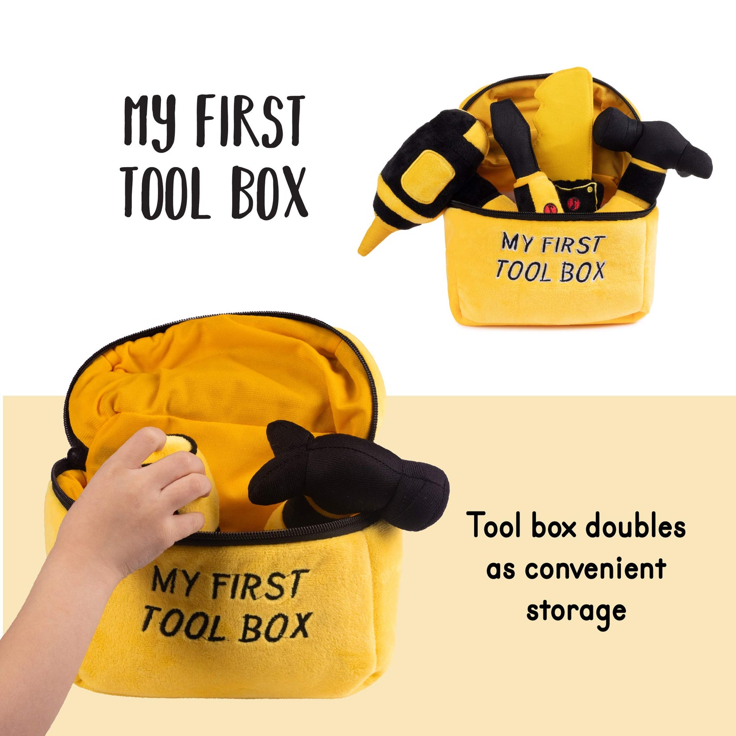 Talking Plush Set for Toddlers | Includes Cuddly Hammer, Handsaw, Screwdriver, Hand Drill, & Zippered Tool Box with Cool Sounds