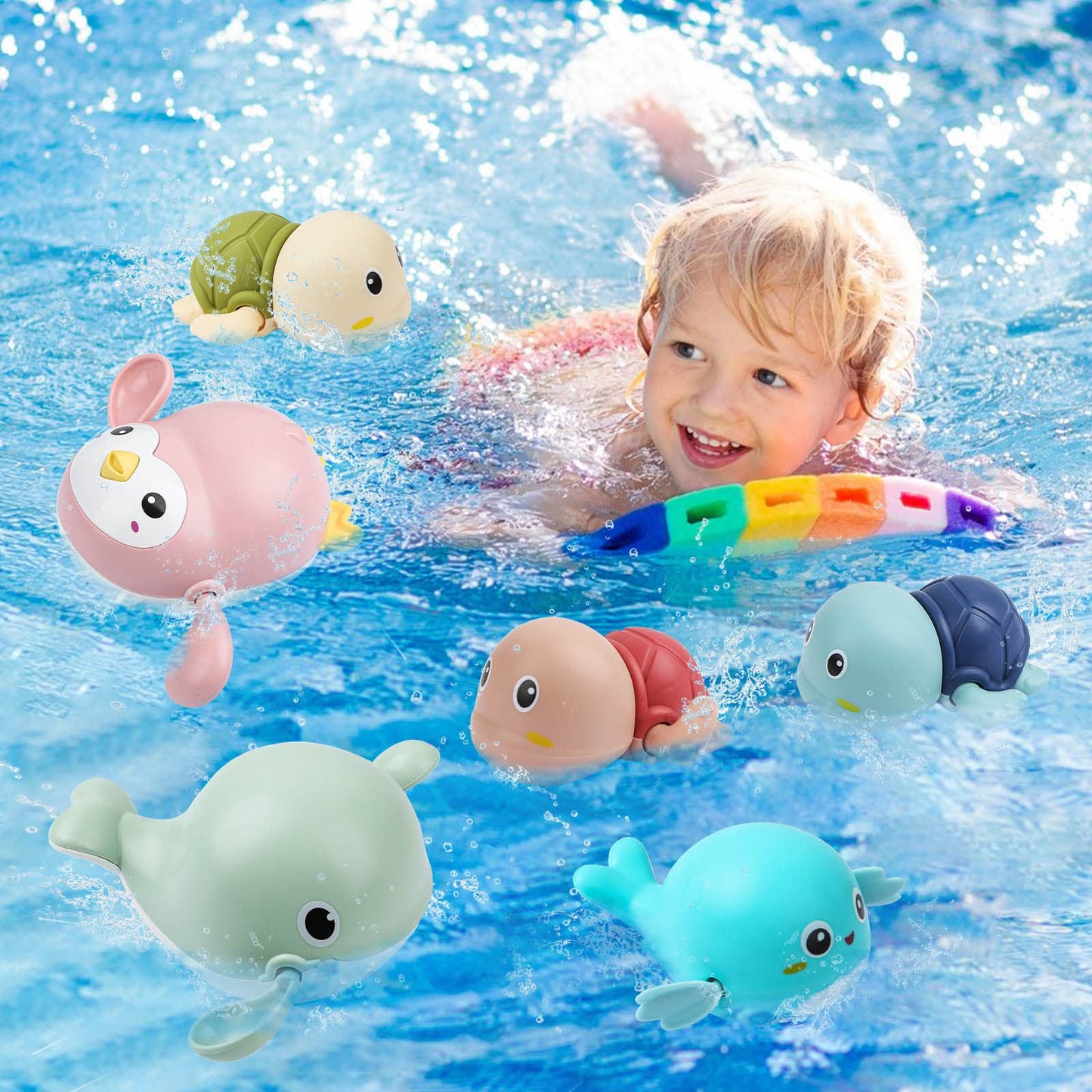 Baby Bath Toys, 6 Pack Cute Swimming Water Bath Toys For Toddlers Boy Girls Toys For 1 2 3 4 Year Old, Floating Wind-Up Bathtub