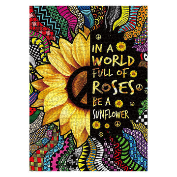 Sunflower Inspirational Puzzles For Adults 1000 Piece, Rainbow Mandala Colorful Flower Jigsaw Puzzle, Motivational Quote Puzzle