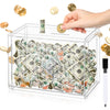 Kkluno 10000 Savings Challenge Box - Clear Wooden Cash Vault Piggy Bank with Coin Counter for Adults & Kids, Caja De Ahorros 10000