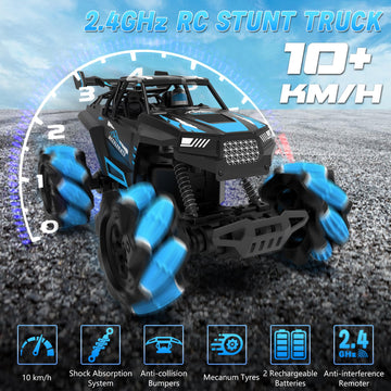 Eulogia Remote Control Car, 2.4Ghz Rc Stunt Car, Auto Demo, Spray With Light, 360 Rotation And Drifting, Toy Car For 5+ Years Ol