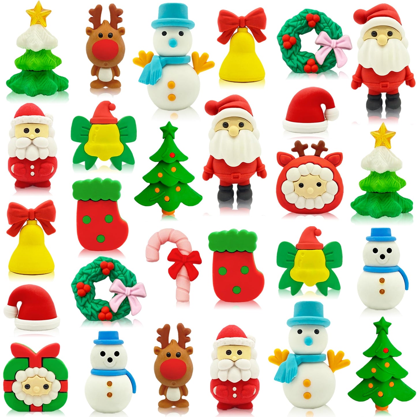 90 PCS Christmas Erasers for Kids Bulk Puzzle Eraser Desk Pets Holiday Erasers for Kids Christmas Gifts Party Favors Classroom R