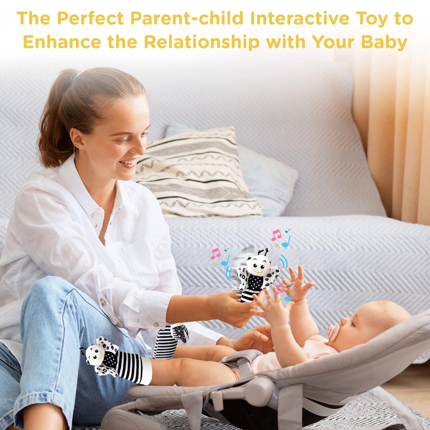 Infant Toys 0-6 Months, Newborn Baby Toys Rattle Socks | 4Pcs Wrist Rattles Foot Finders Sock Set - Newborn/Babies Essentials Mu