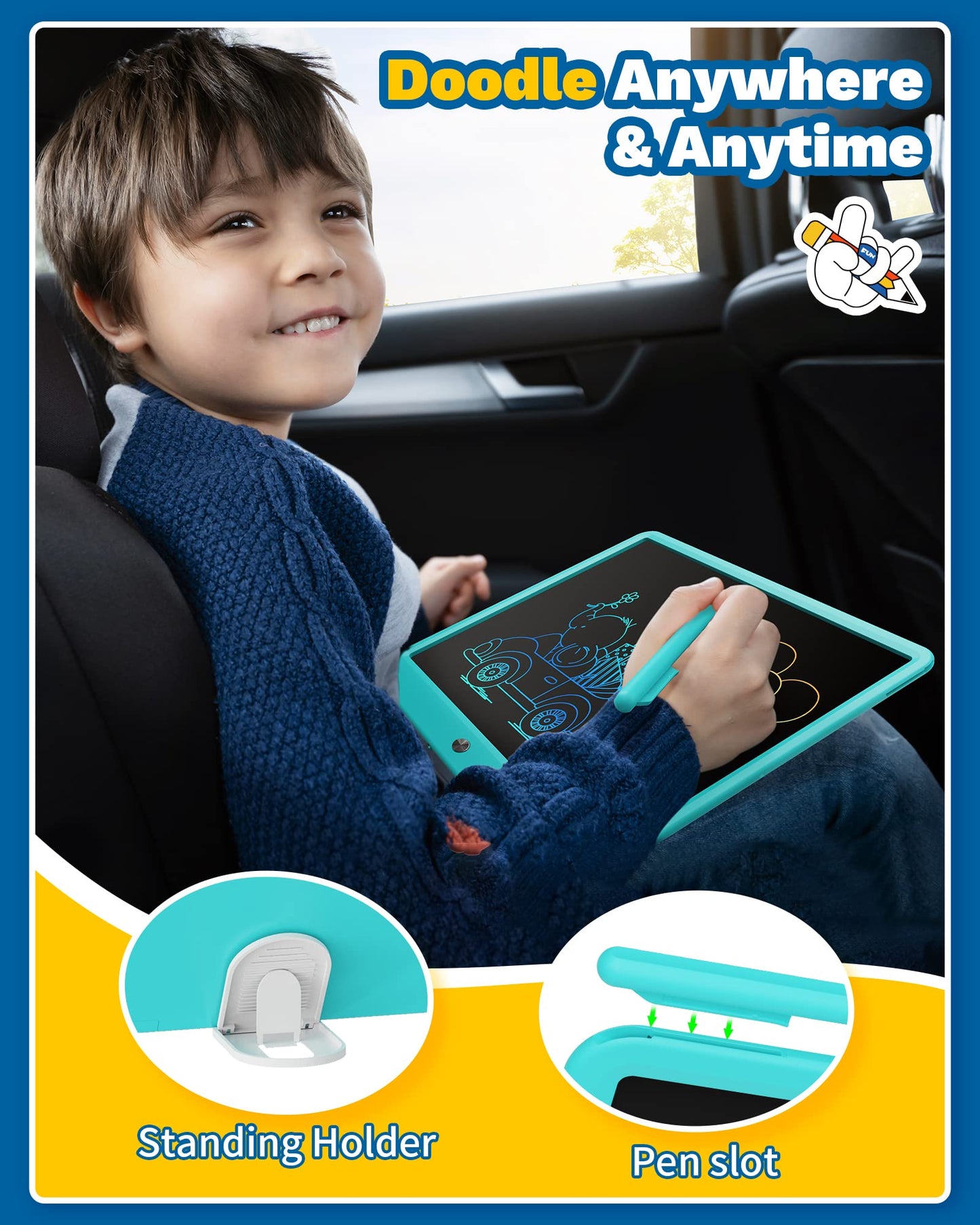 Tekfun 15Inch Lcd Writing Tablet Teen Boy Girl Gifts Ideas, Easter Birthday Gifts For Kids, Drawing Board Educational Toys For 6