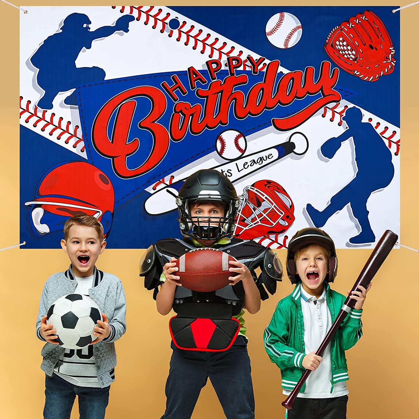 Zelaro Baseball Themed Party Banner, Happy Birthday Banner For Boys Kids Teens, Large Sport Birthday Backdrop For Christmas Holiday