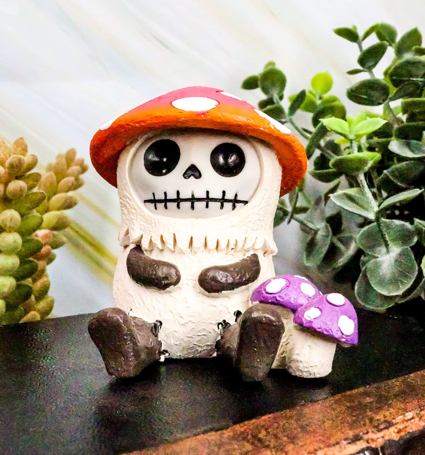 Ebros Gift 2.75' Tall Furrybones Kinoko The Fungi Toadstool Mushroom Collectible Figurine Skeleton Monster Mushrooms Hooded Costume Furry Bones Skeletons Statue