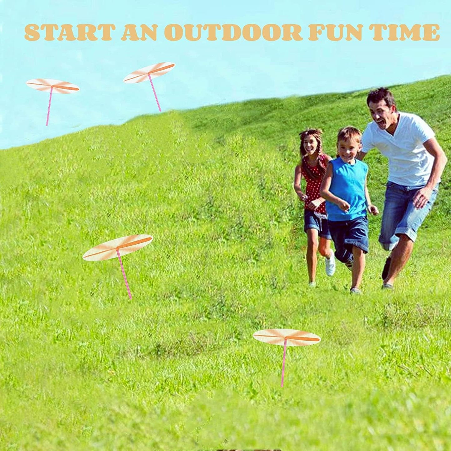Lcpqmzgh 36 Pieces Hand Helicopter Spinner Hand Rub Plastic Propeller Outdoor Flying Plastic Dragonfly Toy Random Color Toy Heli