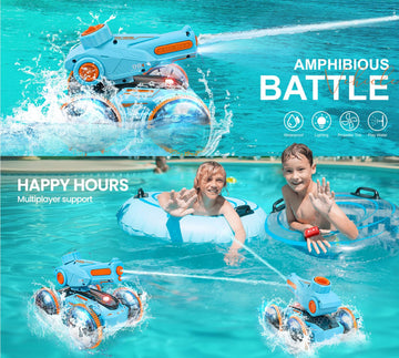 GAMZOO Amphibious Remote Control Car Gifts for Kids 6 7 8-12 Years Old Boys Girls Birthday Gift - Water Pool Toys Waterproof 4WD