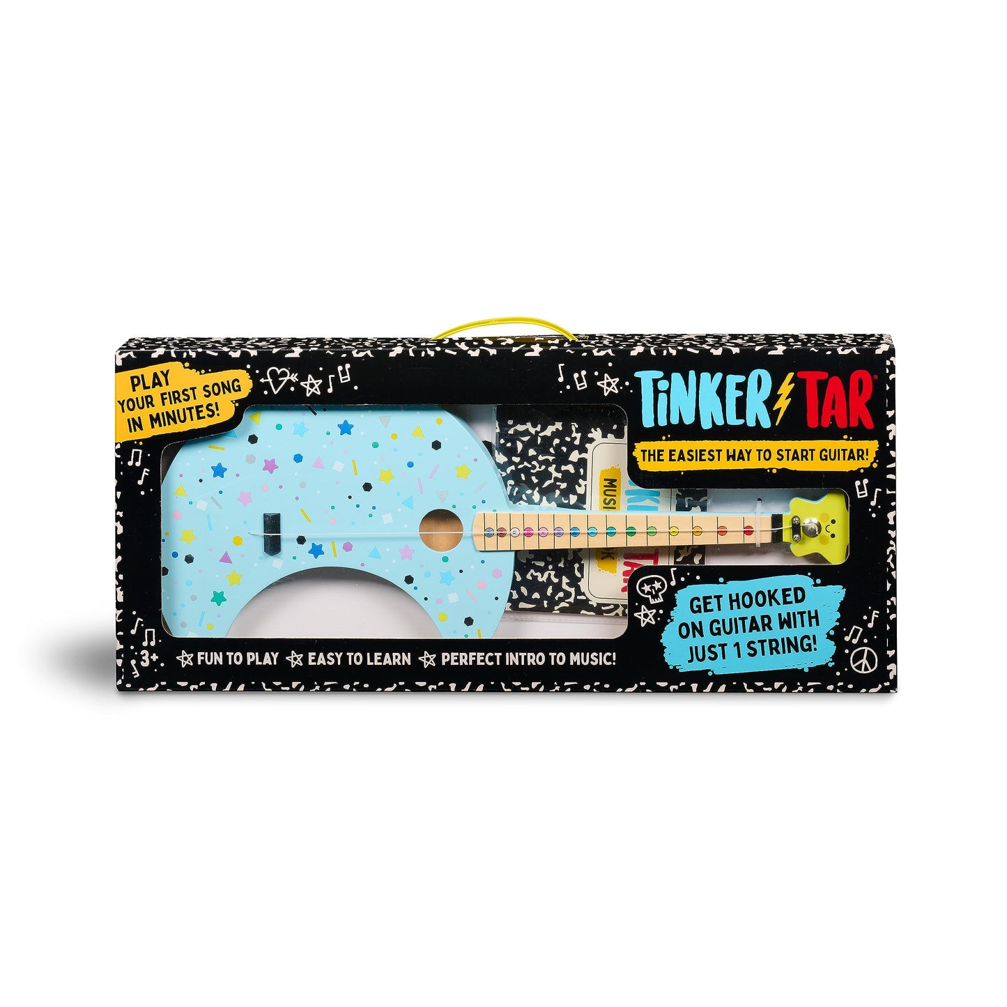 Tinkertar - Moon Guitar - The Easiest Way To Start And Learn Guitar - Premium Wood Construction - 1 Stringed Toy Instrument For