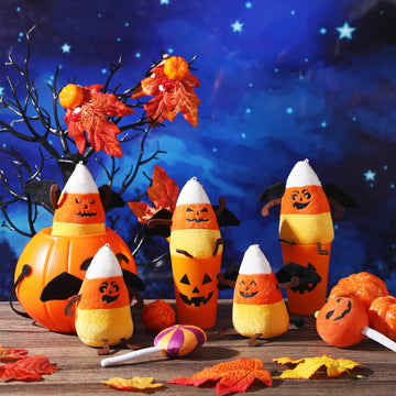 12 Pcs Halloween Devil Candy Corn Plush Toy 6 Inch Multiple Expressions Cute And Funny Stuffed For Halloween Themed Party
