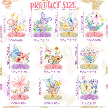 10Pcs Butterfly Party Decorations,Spring Pink Purple Butterfly Flowers Centerpieces 3D Table Honeycomb Toppers Butterfly Theme Birthday Party Decor For Girls Baby Shower Party Photo Prop Supplies
