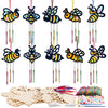 Fennoral Bee Wind Chime Kit for Kids - DIY Wooden Honey Bee Ornaments, Spring Art Activities, 10 Pack