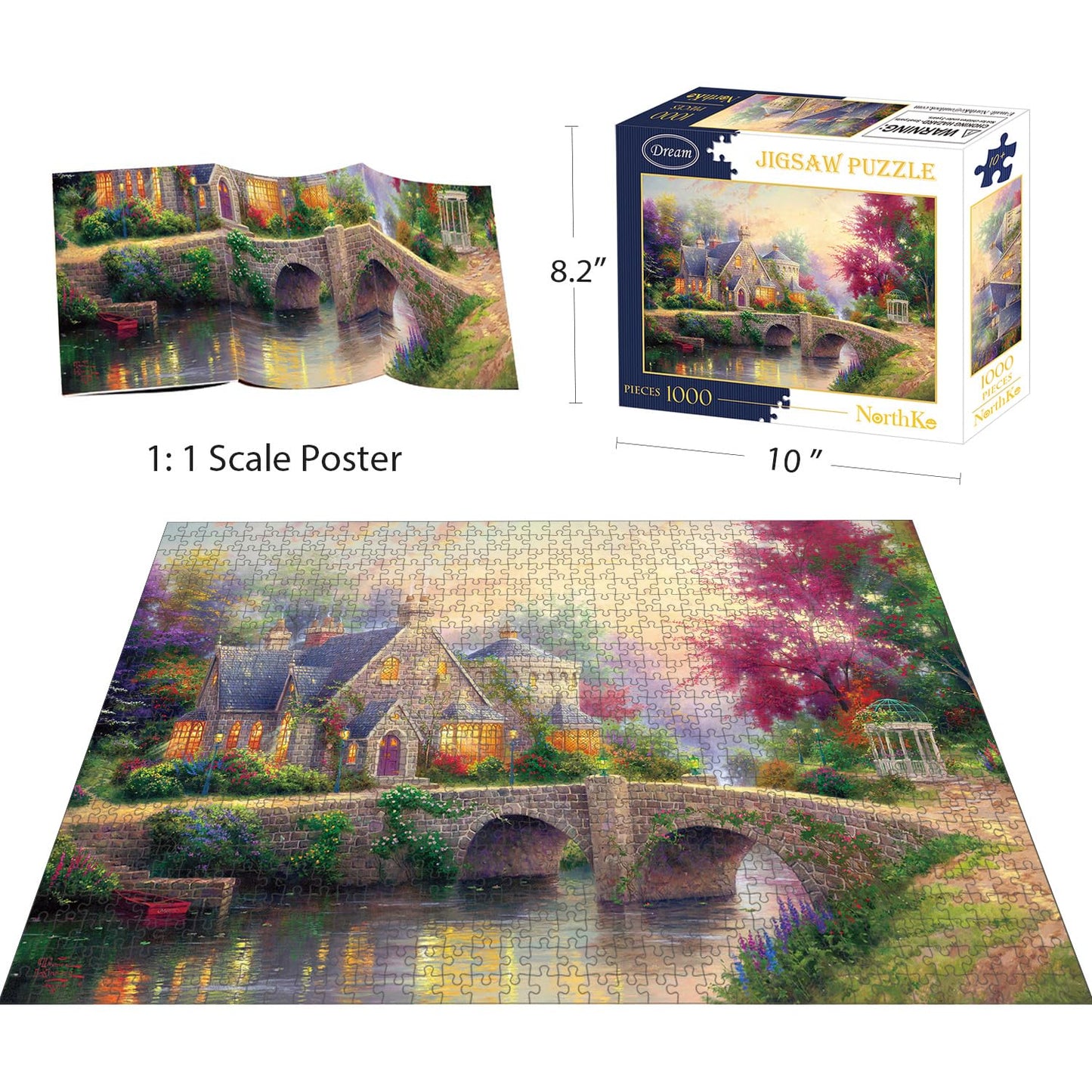 Northke 1000 Pieces Puzzle For Adults, Unique Shape Pieces Jigsaw Puzzles Letters On Back Difficult Challenging Brain Exercise F