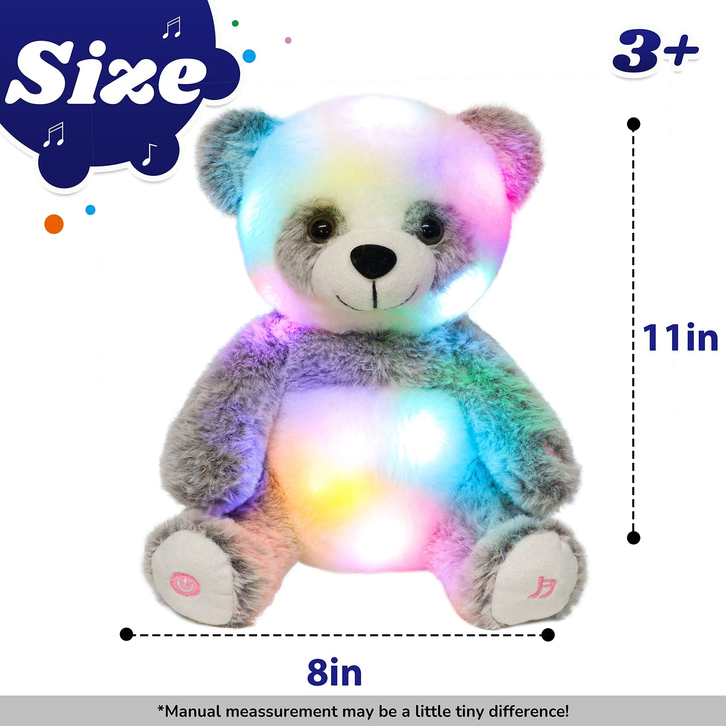 Cuteoy Led Musical Panda Light-Up Stuffed Animal Singing Glowing Plush Adjustable Volume Lullaby Toy Gifts For Kids Toddler Girls Birthday Christmas Plushies, 13'