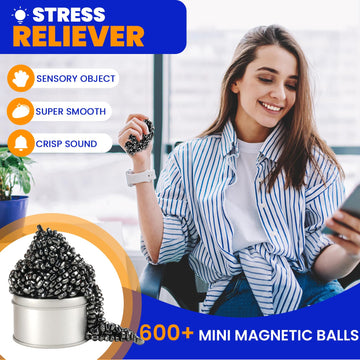 LECTRUS Magnetic Balls Over 600 PCS Mini Magnetic Putty with 2 Big Smooth Magnetic Beads Fidget Toys for mature-themed Weak Ferrite Putty Desk Toys for Office (Black)