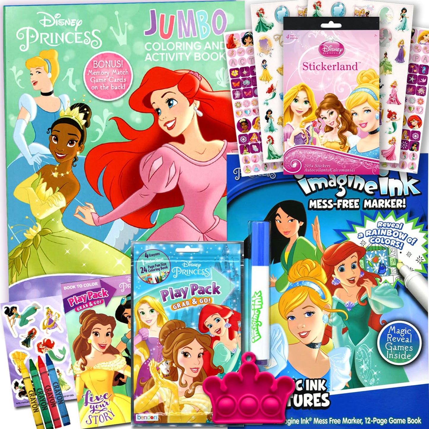 Disney Princess Coloring And Activity Book Bundle With Imagine Ink Coloring Book, Stickers And More