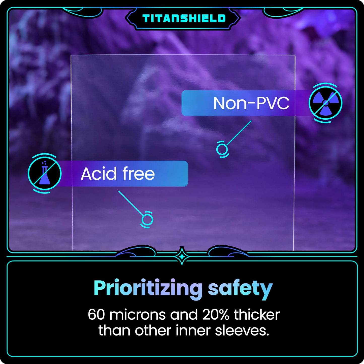 TitanShield 1000 enhanced 60-Microns Ultra Clear Standard Size Perfect Exact Fit Inner Card Sleeves. Perfect for Double-sleeving and Compatible with Pokemon Cards MTG Magic The Gathering Lorcana