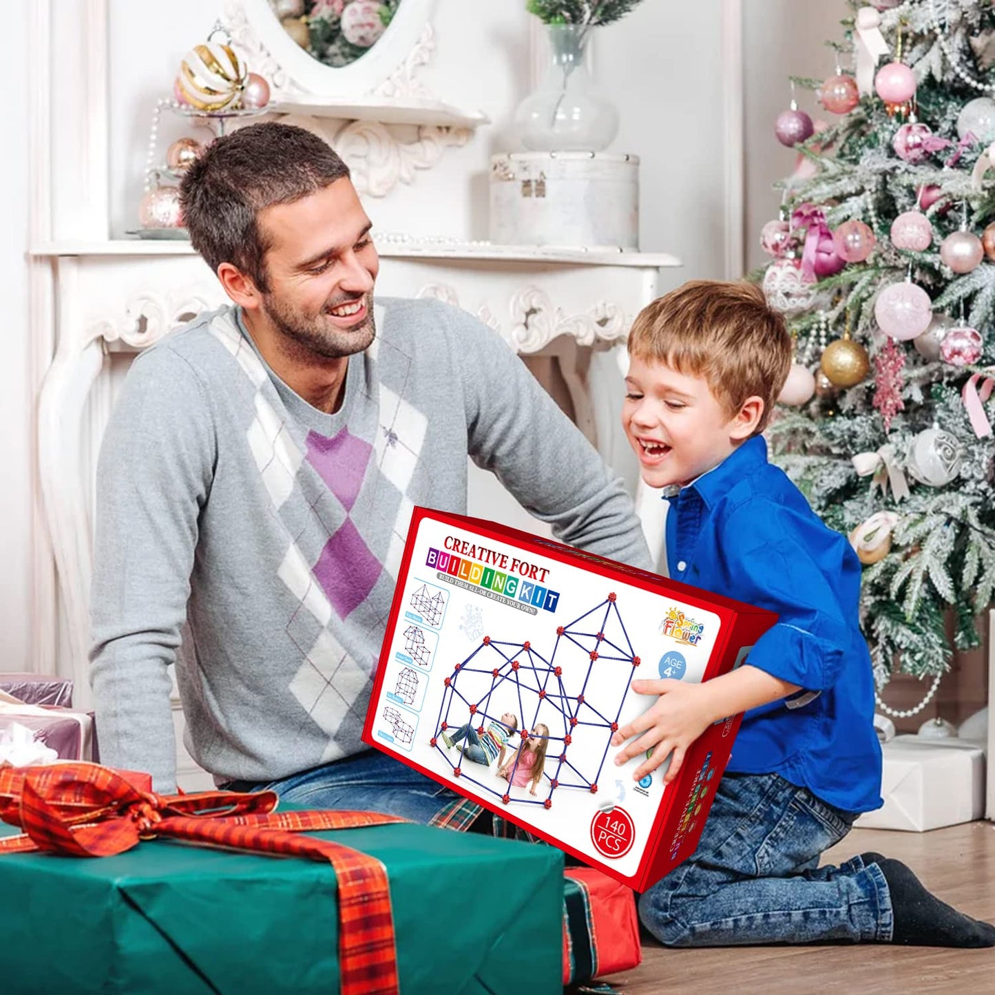 Fort Building Kit For Kids,Stem Construction Toys, Christmas & Birthday Gift For 4 5 6 7 8 9 10 11 12 Years Old Boys And Girls,Ultimate Creative Set For Indoor & Outdoors Activity,140 Pcs,Original