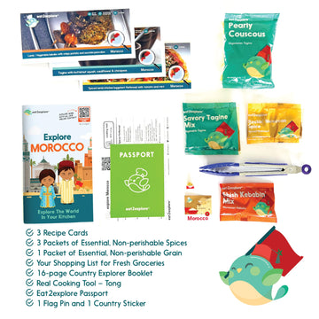 Eat2Explore Kids Interactive & Educational Real Cooking Set For Families | Includes 3 Local Recipe Cards With Key Ingredients, C