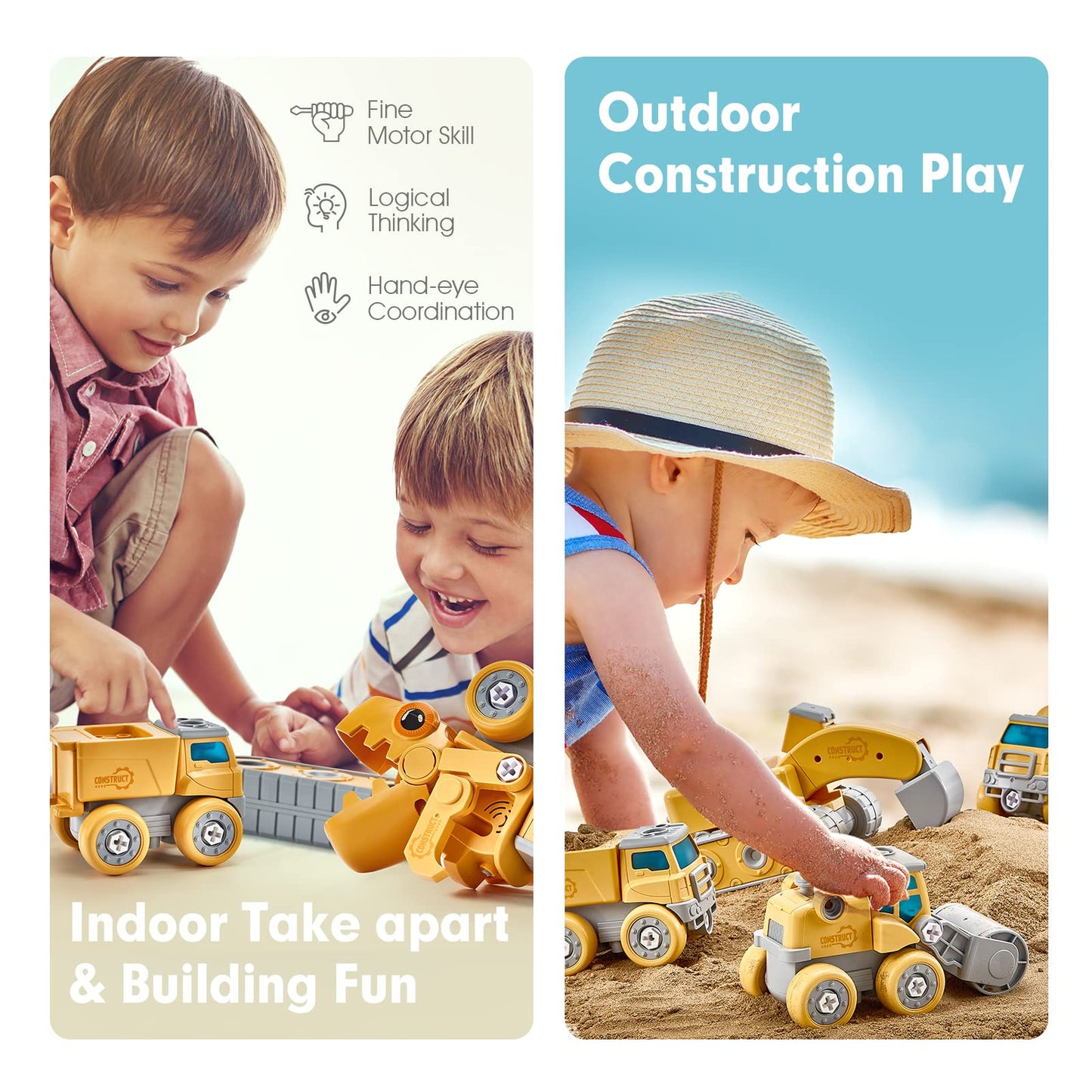 Toys For 5+ Year Old Boys - Take Apart Dinosaur Kids Toys Construction Vehicles 5 In 1 Transform Into Dinosaur Robot Stem Building Toy For 5 6 7 8 Year Old Boys