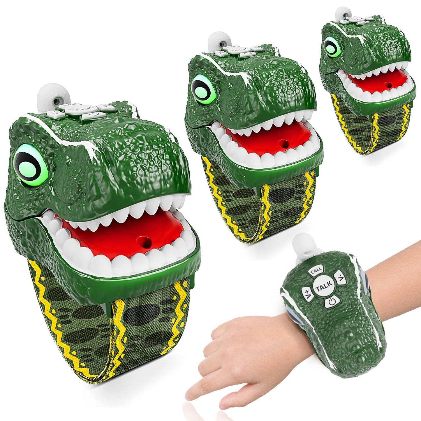 Dinosaur Walkie Talkies for Kids 3 Pack Camping Gear T-Rex Outdoor Toys for Boys Girls Age 3-12 Year Old 3 Channel Long Range Bi