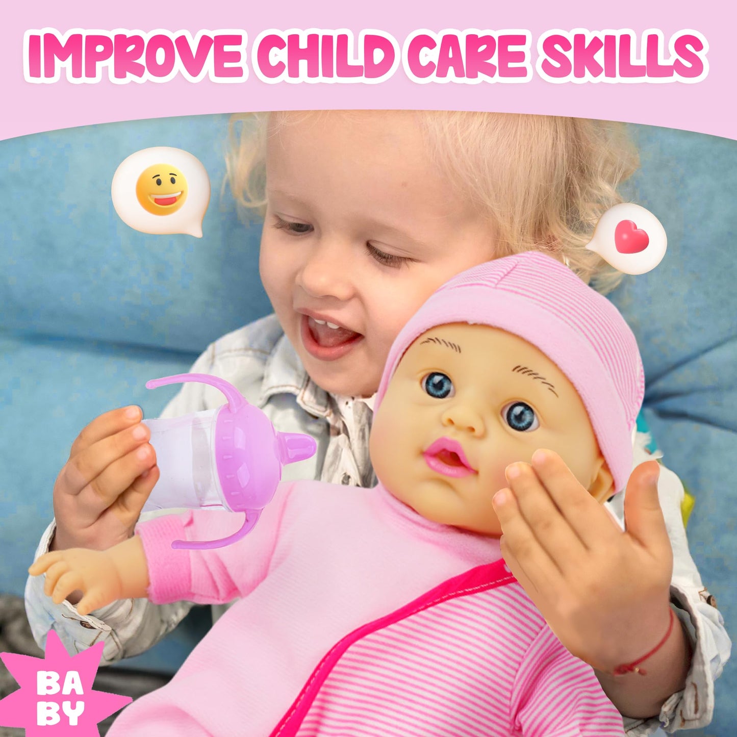 Smilesskiddo Talking Baby Doll With Toy Doctor Kit For Kids - Soft Body Dolls & 10 Pcs Pretend Play Medical Doctor Playset For T
