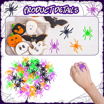 Max Fun 300pcs Spider Rings Halloween Rings for Kids Party Favors 1.96 Plastic Spider Rings Bulk for Kids Costume Accessories Ha