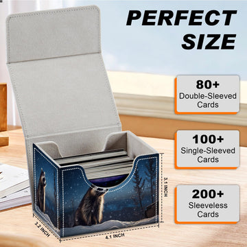 Card Game Storage Box TCG Deck Box MTG Card Box Organizer Trading Card Case Commander Deck Box TCG Card Storage Box Magnetic Closure Creative Pattern Up to 200 Cards A Cute Raccoon Stars