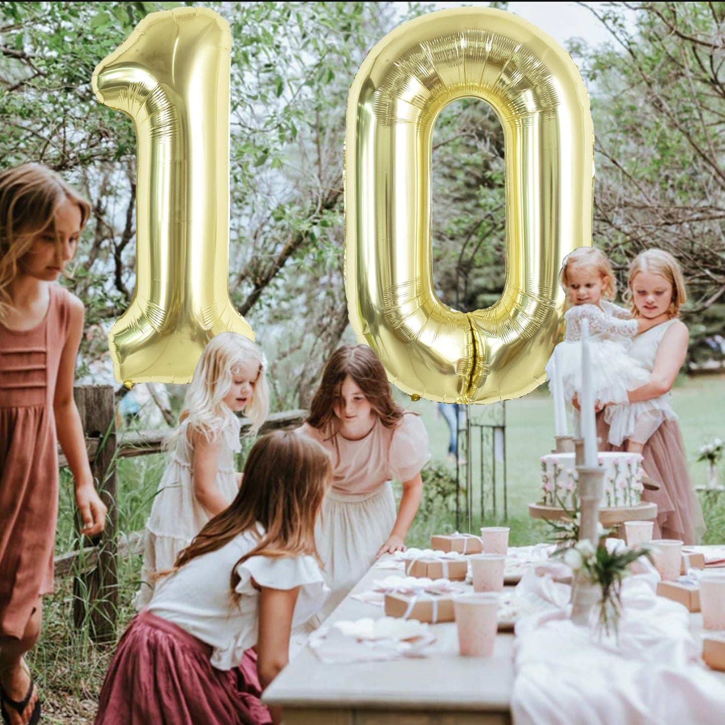 Toniful 40 Inch Light Gold Large Numbers Balloon 0-9 Birthday Party Decorations,Foil Mylar Big Number 0 Balloon Digital 0 For Bi