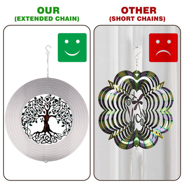 JMBTLUS Garden Wind Spinners, 12 Inch 3D Stainless Steel Tree of Life Wind Spinner for Yard Garden Decoration Christmas Party In
