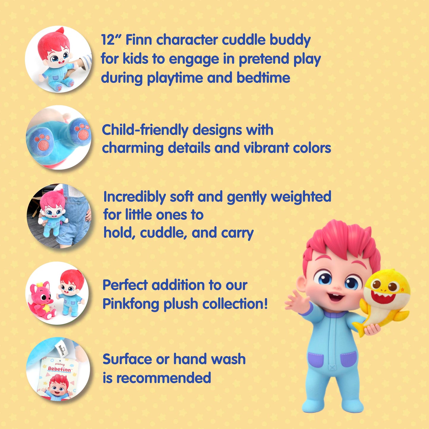 Pinkfong Bebefinn Plush Toy - 12' (30Cm) Stuffed Doll | Soft Cuddly Plush For Toddlers | Interactive Bebefinn Toy | Perfect Birthday, Holiday For Boys & Girls