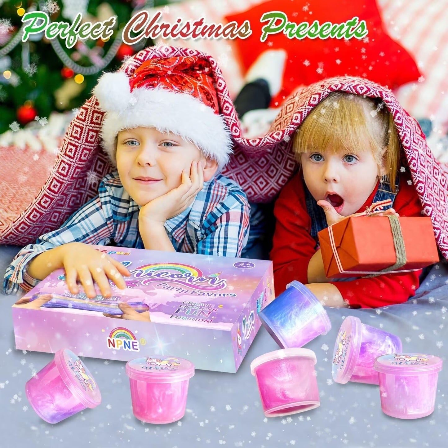 36 Pack Unicorn Slime Kit Party Favors For Kids Slime Cup Bulk Stretchy Non-Sticky Diy Stress Relief Putty Toy Christmas Holiday