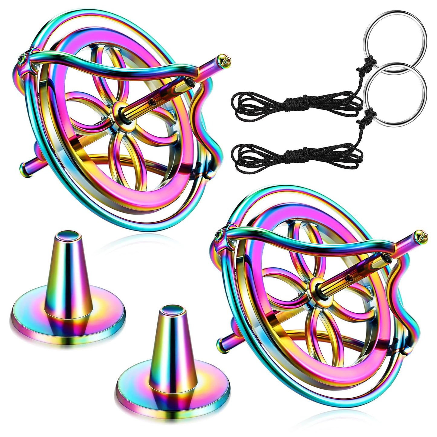 Meekoo 2 Packs Gyroscope Toys Metal Anti Gravity Colorful Precision Top Gyroscope For Christmas Educational Birthday Gifts(Colorful)