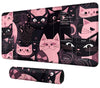 DIGTIALL Card Mat for MTG & TCG Playmat Mouse Pad 24 x 14 Game Mat for MTG RPG CCG Trading Card Game Playmats Table Mat Perfect for Card Games Video Games Computer Office Black and Pink Kitty