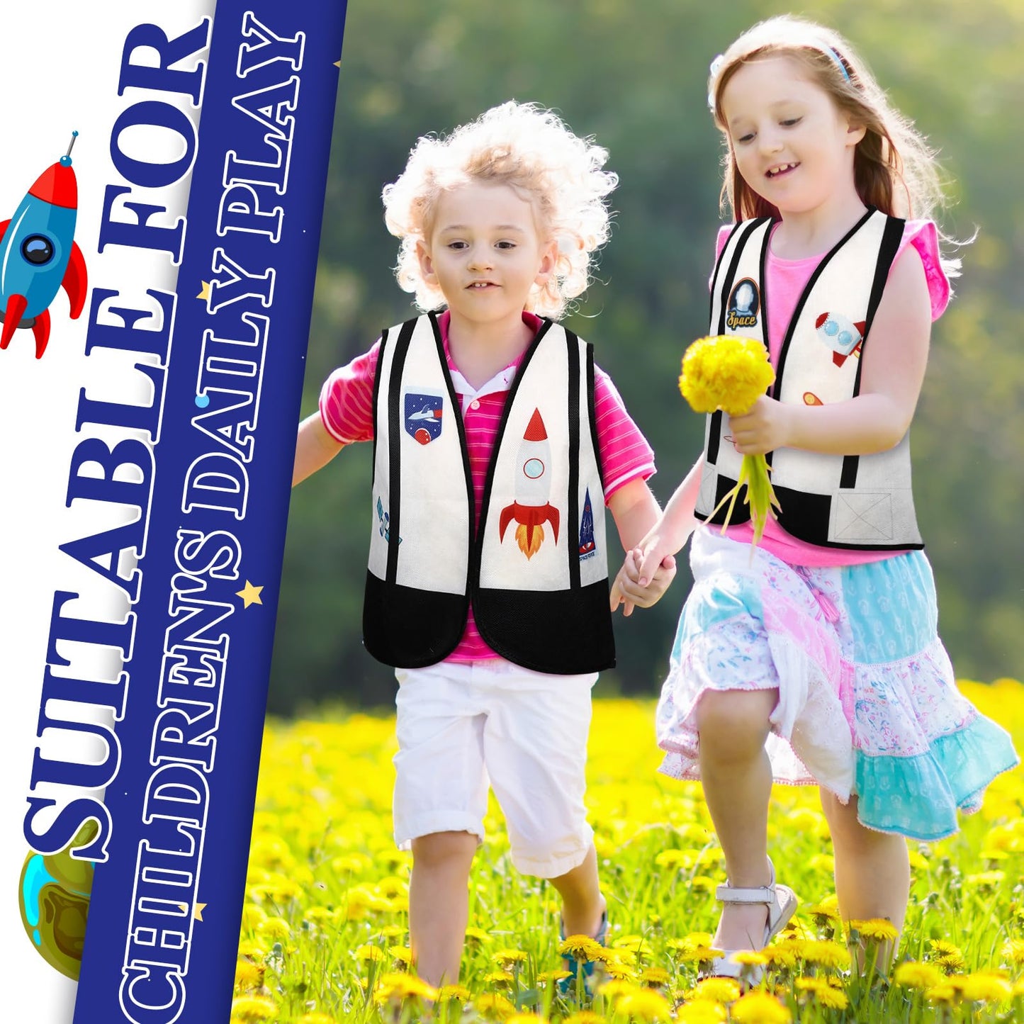 Panitay 24 Pcs Astronaut Costume for Kids Astronaut Vest Space Pilot Dress up Accessories for Nasa Outer Space Theme Party Favor