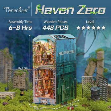 Tonecheer Diy Book Nook Kit For Adults, Wooden 3D Puzzle Bookend Diorama Bookshelf Insert Decor Fancy Books, Booknook Miniature