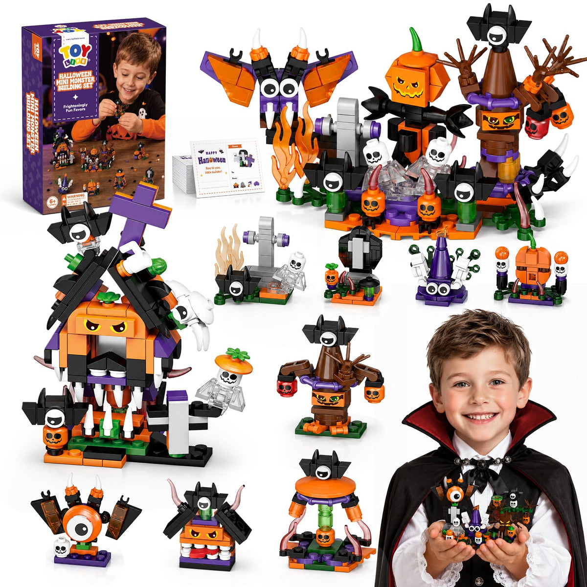TOY Life 18Pack Halloween Party Favors, Mini Monster Building Blocks, 6+