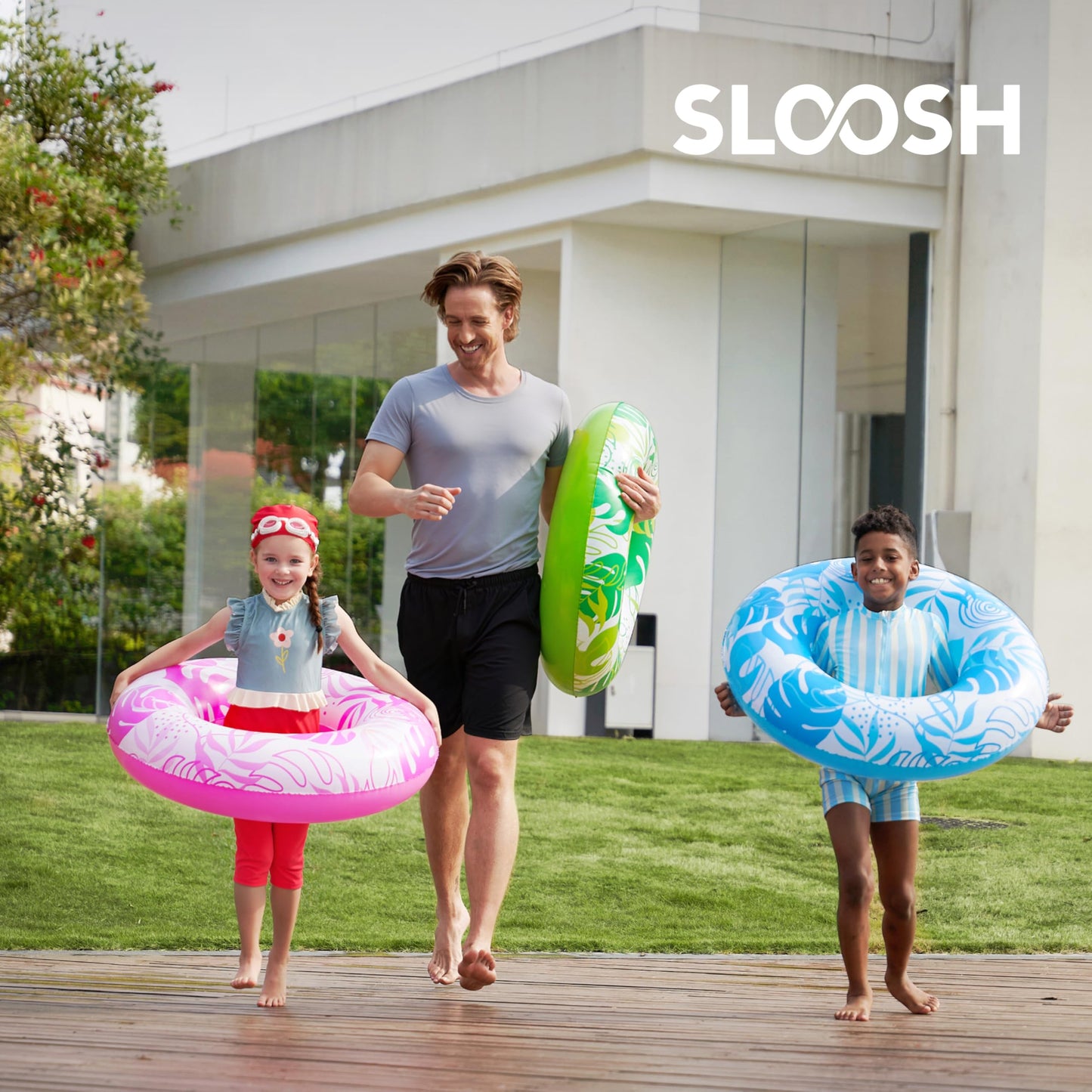Joyin 3 Pack Pool Floats, Pool Tube For Kids Swim Rings Inflatable Tubes, Tropical Leaves Floatie Ring Water Toys For Swimming,